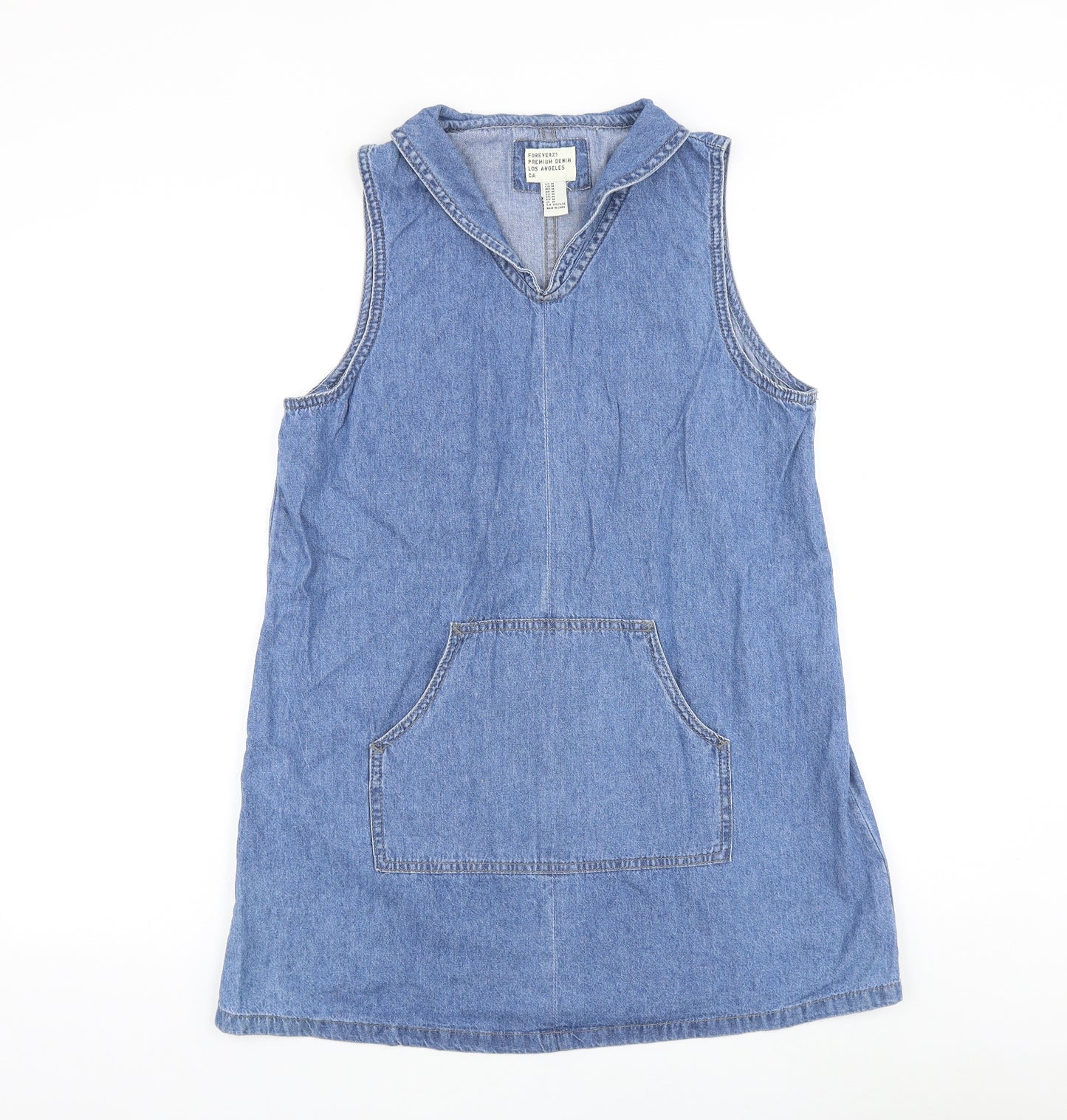 FOREVER 21 Womens Blue 100% Cotton Shift Size M V-Neck Pullover