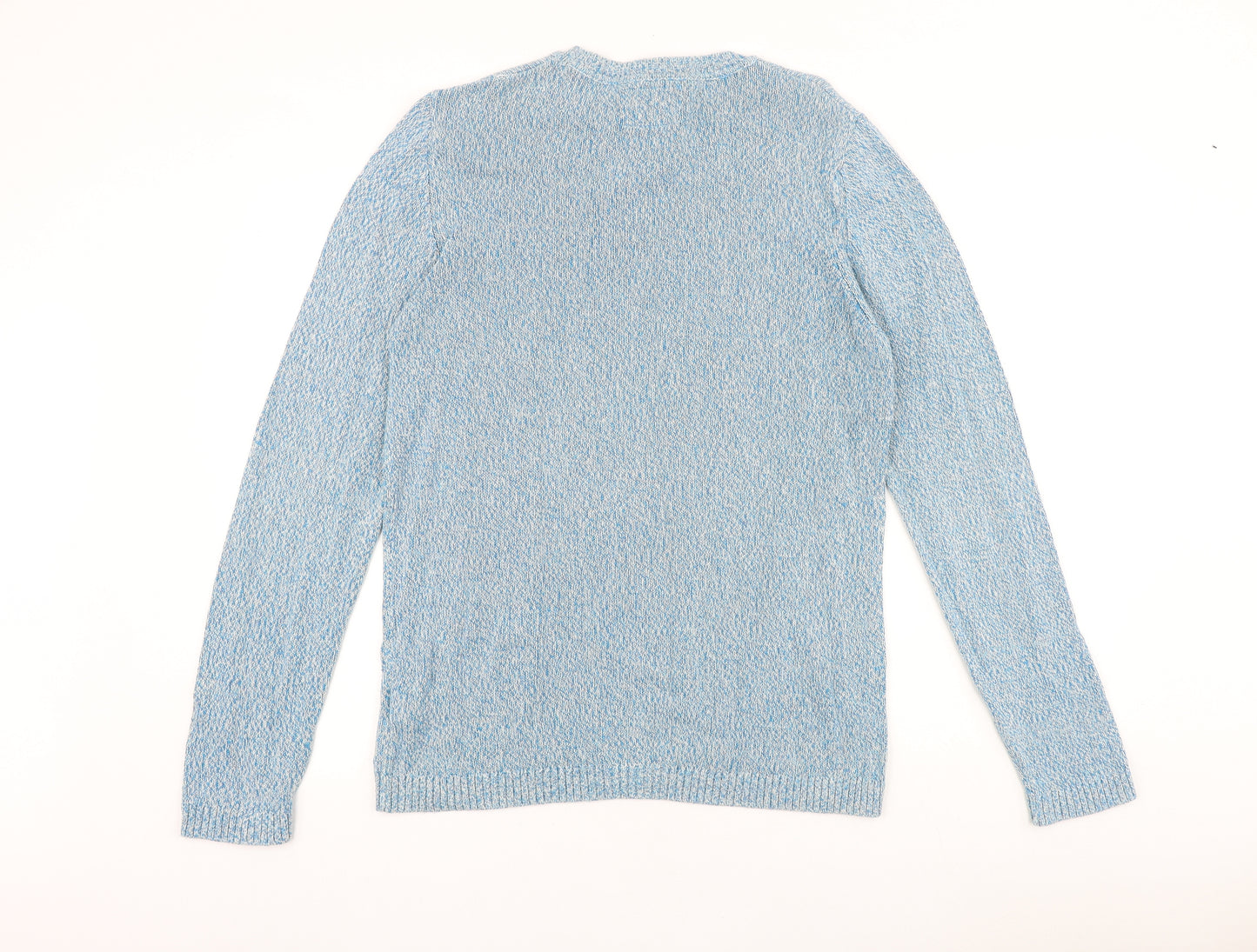 Topman Mens Blue Round Neck Cotton Pullover Jumper Size M Long Sleeve