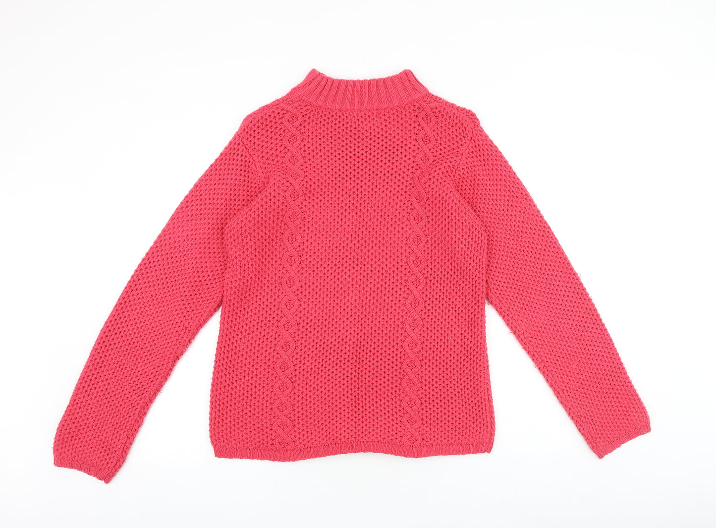 Cherokee Girls Pink Mock Neck Geometric Acrylic Pullover Jumper Size 13-14 Years Pullover