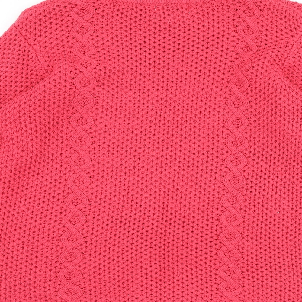 Cherokee Girls Pink Mock Neck Geometric Acrylic Pullover Jumper Size 13-14 Years Pullover
