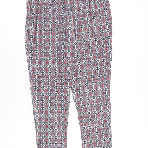 New Look Womens Multicoloured Geometric Viscose Trousers Size 10 Slim Zip