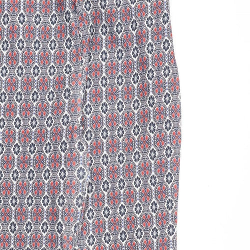 New Look Womens Multicoloured Geometric Viscose Trousers Size 10 Slim Zip
