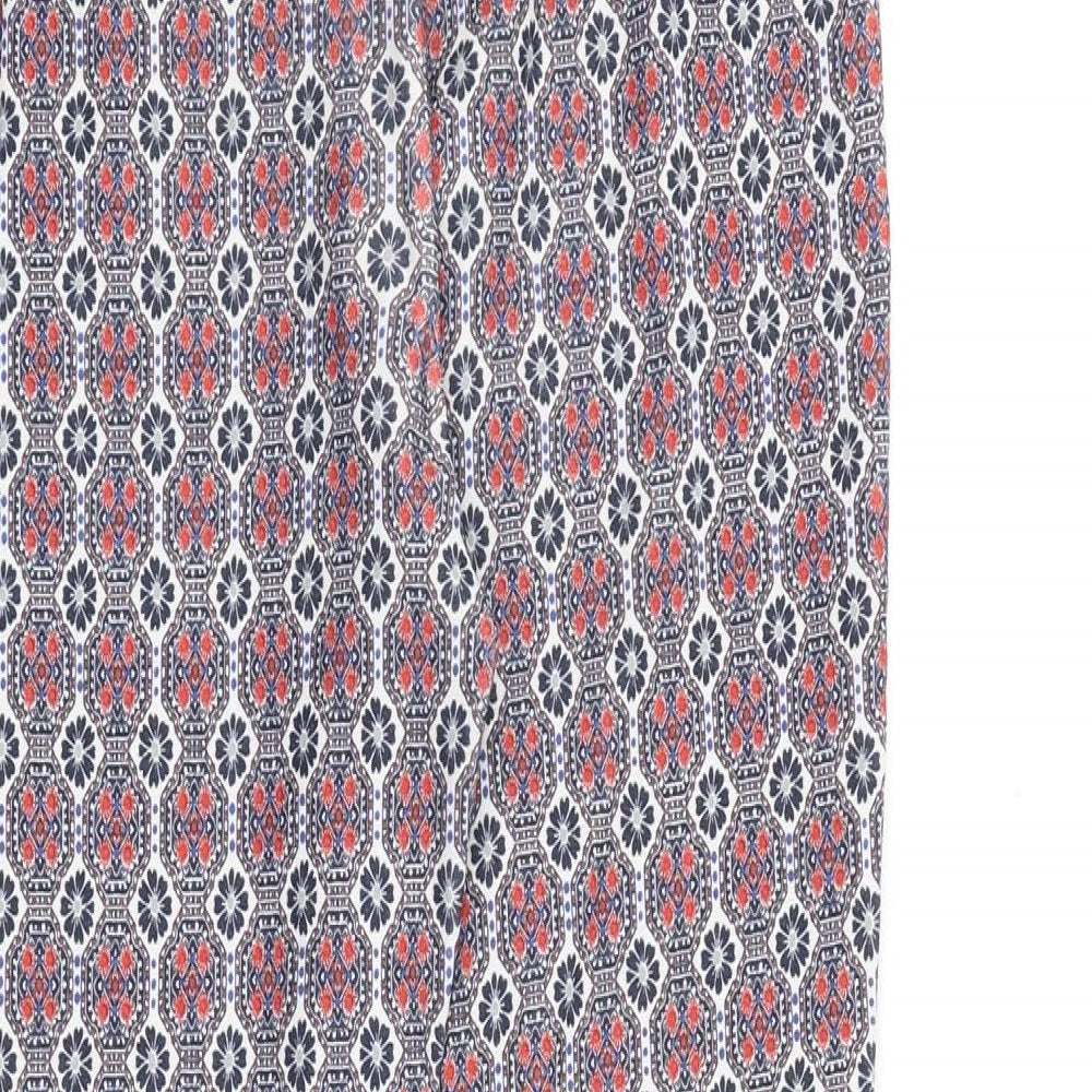 New Look Womens Multicoloured Geometric Viscose Trousers Size 10 Slim Zip