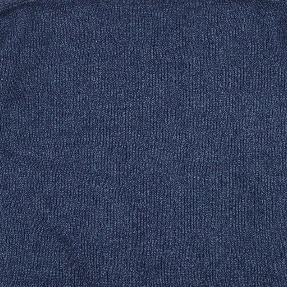 FAB Mens Blue V-Neck Geometric Acrylic Pullover Jumper Size M Long Sleeve