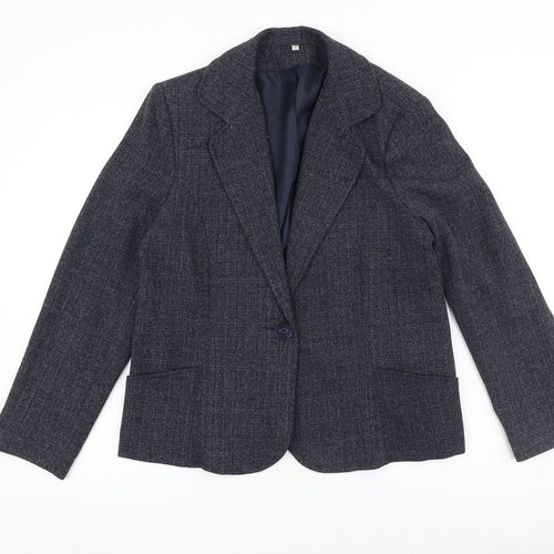 EWM Womens Blue Jacket Blazer Size 10 Button