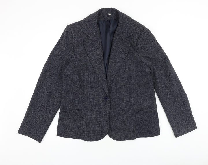 EWM Womens Blue Jacket Blazer Size 10 Button