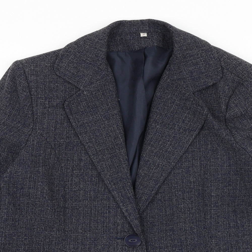 EWM Womens Blue Jacket Blazer Size 10 Button