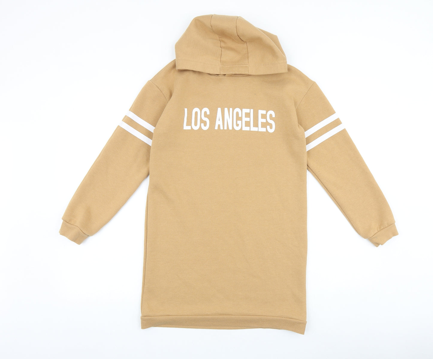 Primark Girls Brown Cotton Jumper Dress Size 12-13 Years Round Neck Pullover - Los Angeles Print