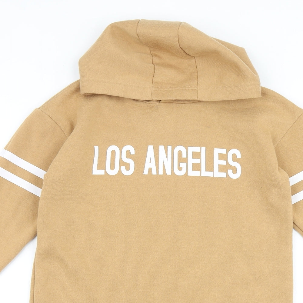 Primark Girls Brown Cotton Jumper Dress Size 12-13 Years Round Neck Pullover - Los Angeles Print