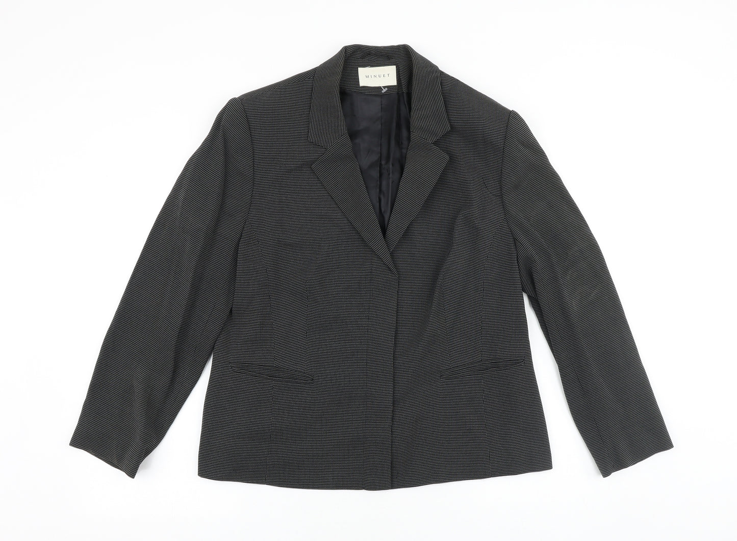 MINUET Womens Black Viscose Jacket Blazer Size 16
