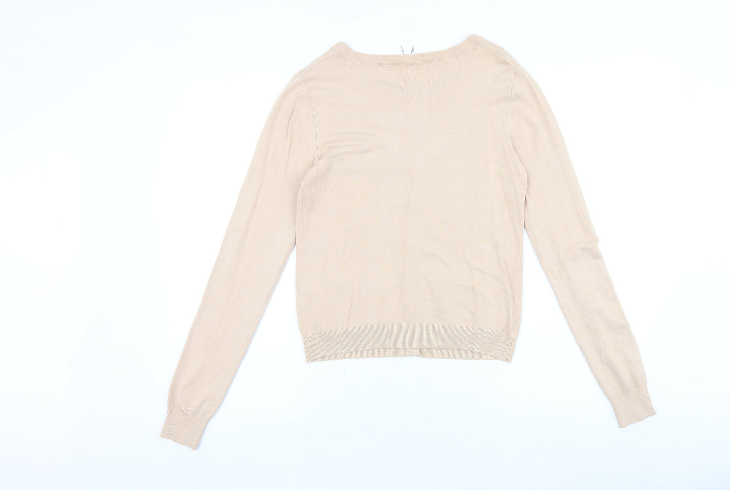 Primark Womens Beige Round Neck Viscose Cardigan Jumper Size 14