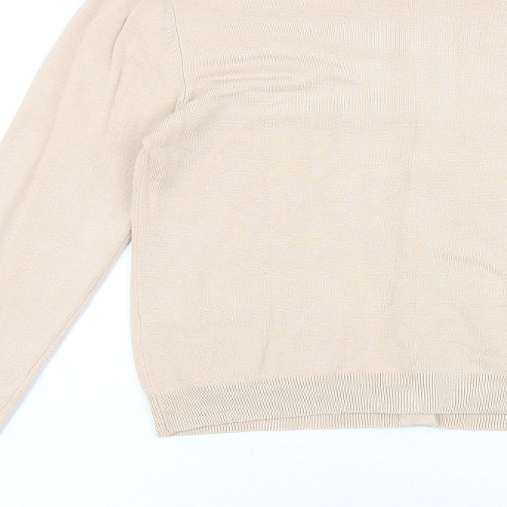Primark Womens Beige Round Neck Viscose Cardigan Jumper Size 14