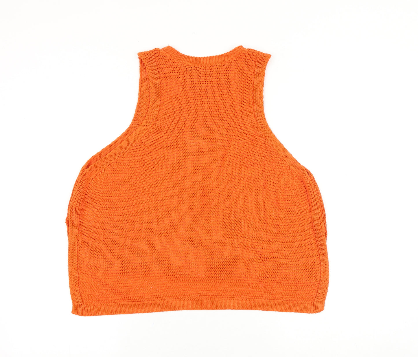New Look Womens Orange Acrylic Basic Tank Size 10 Round Neck