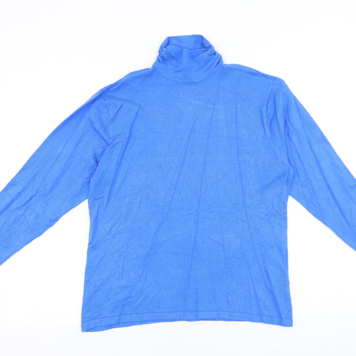 Emreco Womens Blue High Neck Viscose Pullover Jumper Size 16