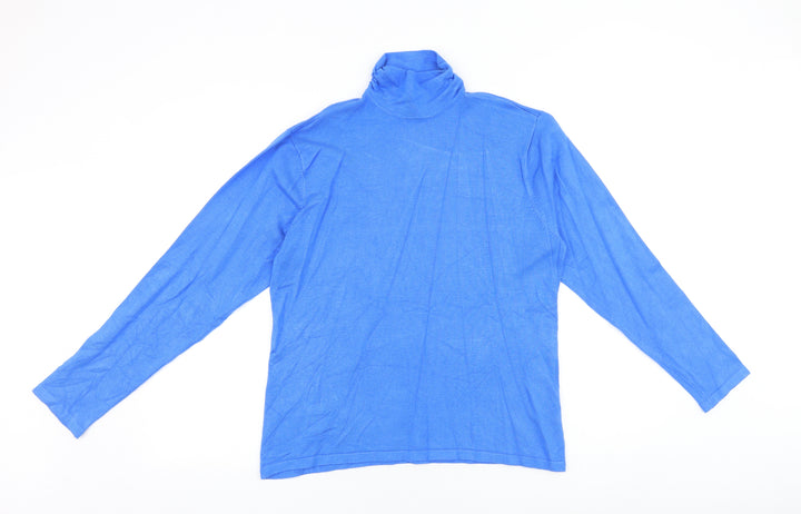 Emreco Womens Blue High Neck Viscose Pullover Jumper Size 16
