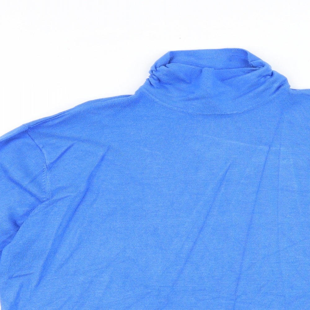 Emreco Womens Blue High Neck Viscose Pullover Jumper Size 16