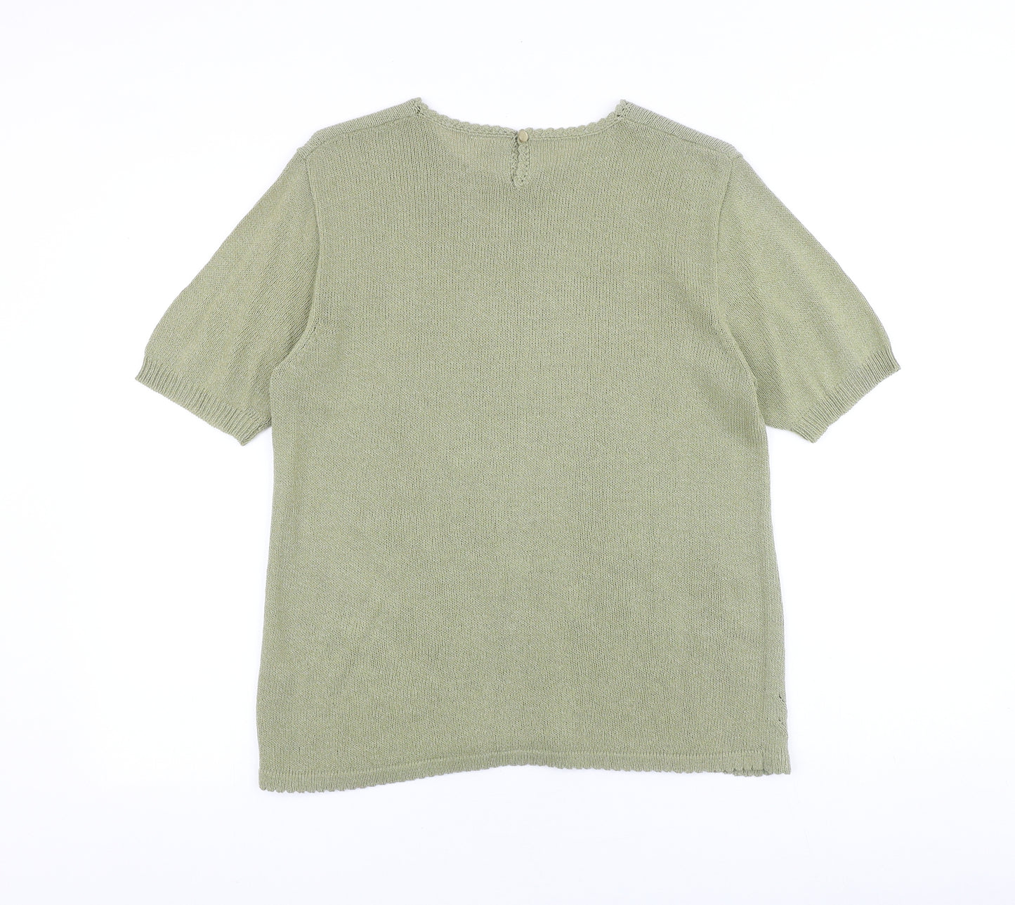 Classics Womens Green Nylon Basic T-Shirt Size 12 Round Neck