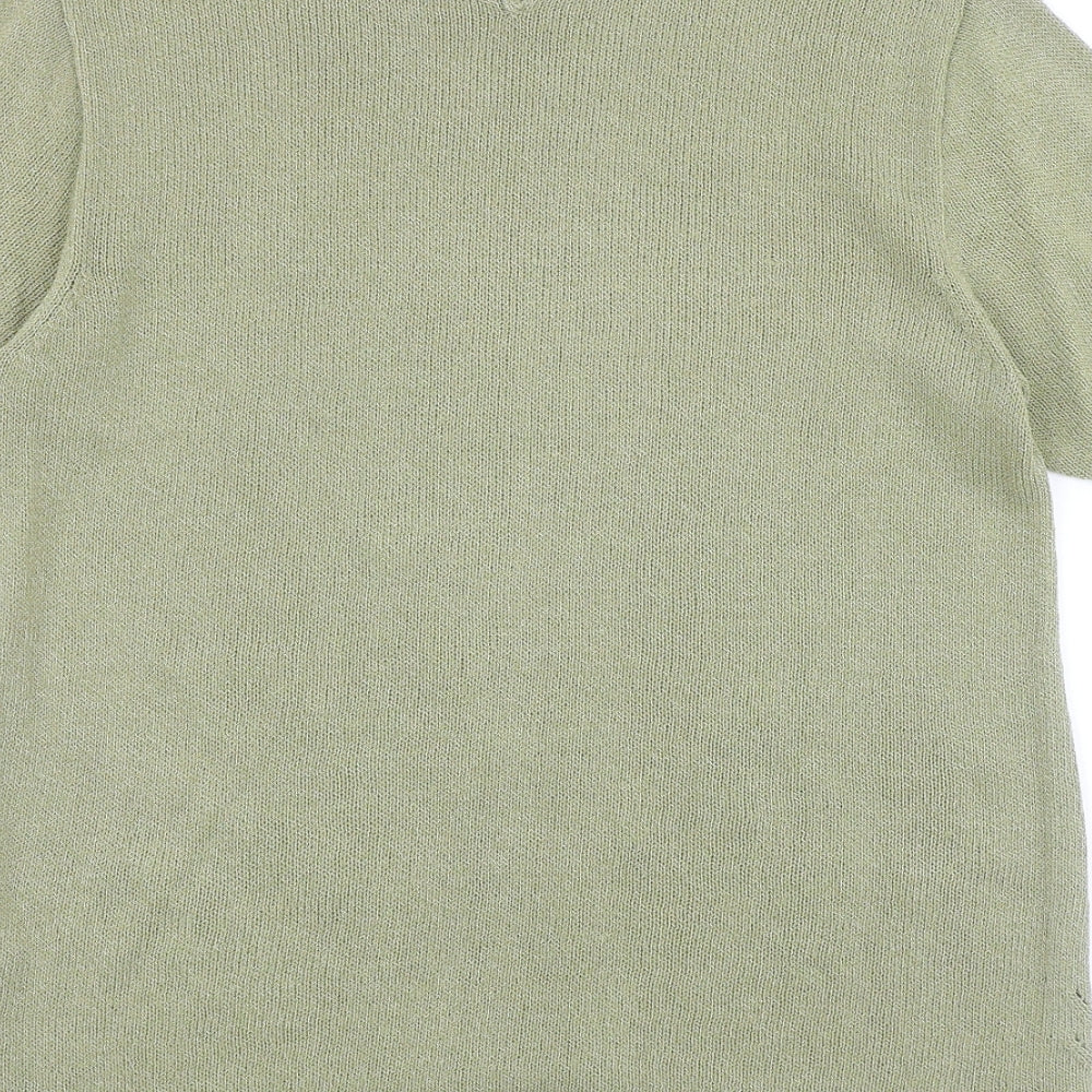 Classics Womens Green Nylon Basic T-Shirt Size 12 Round Neck