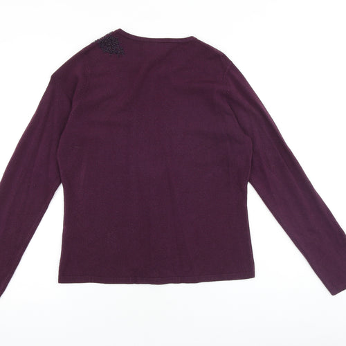BHS Womens Purple Round Neck Acrylic Cardigan Jumper Size 10