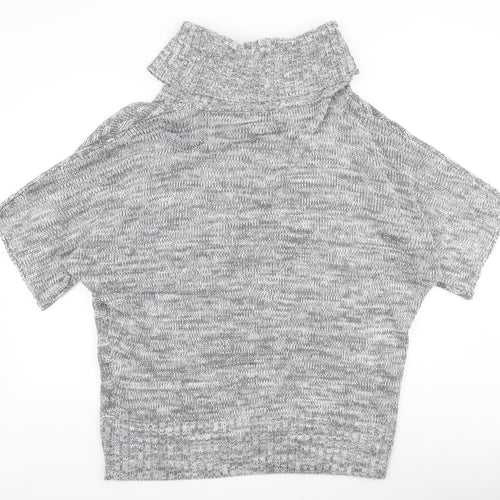 Peacocks Womens Grey Roll Neck Geometric Acetate Pullover Jumper Size M