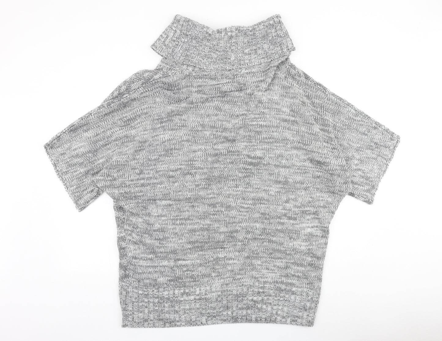 Peacocks Womens Grey Roll Neck Geometric Acetate Pullover Jumper Size M
