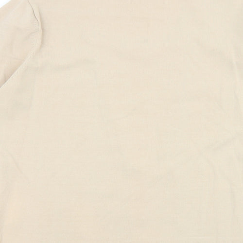 CASAMIA Womens Beige Acrylic Basic T-Shirt Size M V-Neck