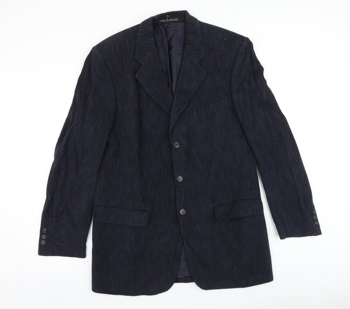 Marks and Spencer Mens Blue Viscose Jacket Blazer Size 40 Regular