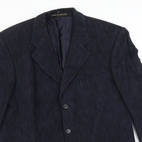 Marks and Spencer Mens Blue Viscose Jacket Blazer Size 40 Regular