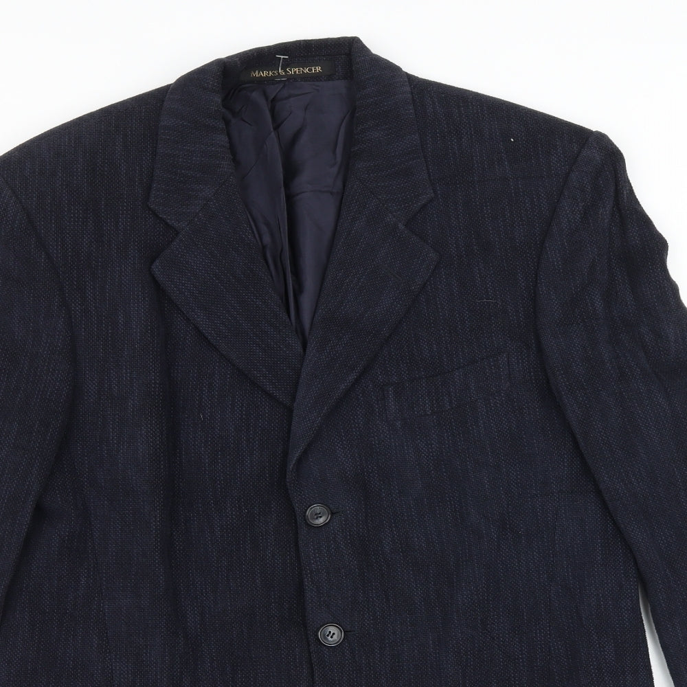 Marks and Spencer Mens Blue Viscose Jacket Blazer Size 40 Regular