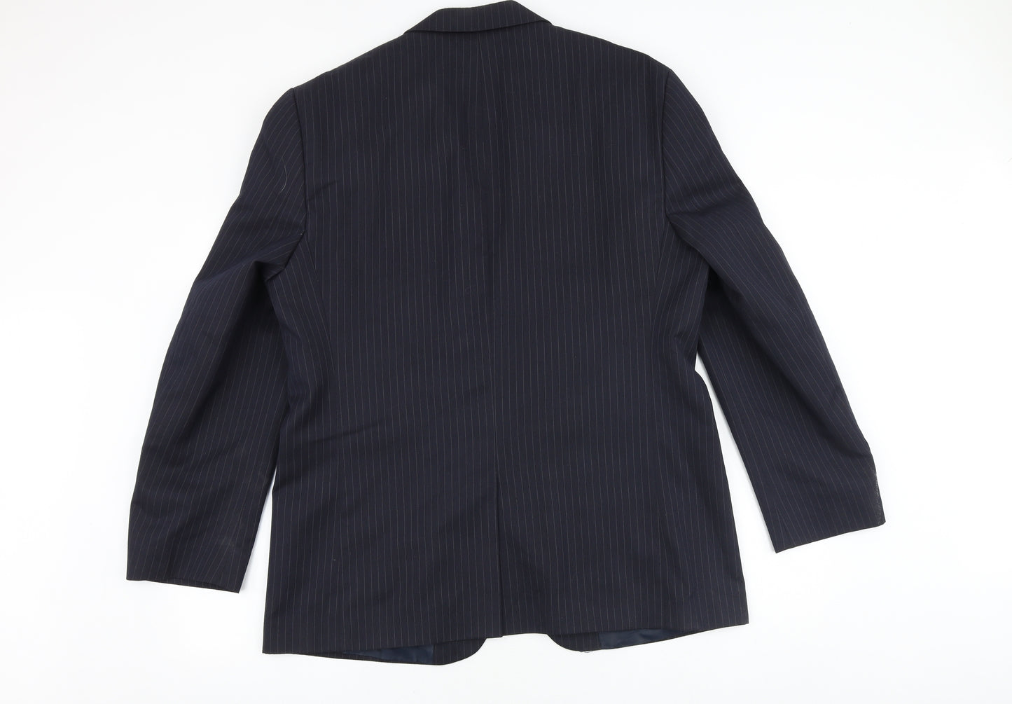 Burton Mens Blue Striped Polyester Jacket Suit Jacket Size 44 Regular