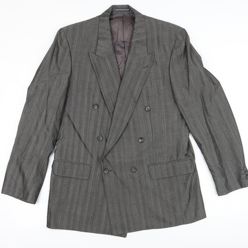 Made In England Mens Grey Viscose Jacket Suit Jacket Size 40 Big & Tall
