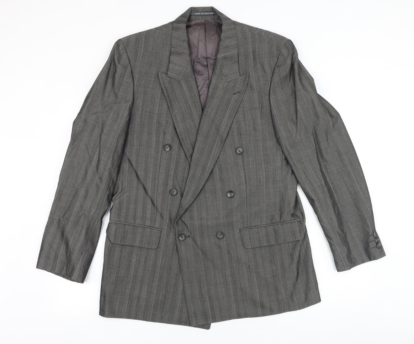 Made In England Mens Grey Viscose Jacket Suit Jacket Size 40 Big & Tall