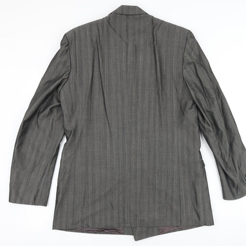 Made In England Mens Grey Viscose Jacket Suit Jacket Size 40 Big & Tall