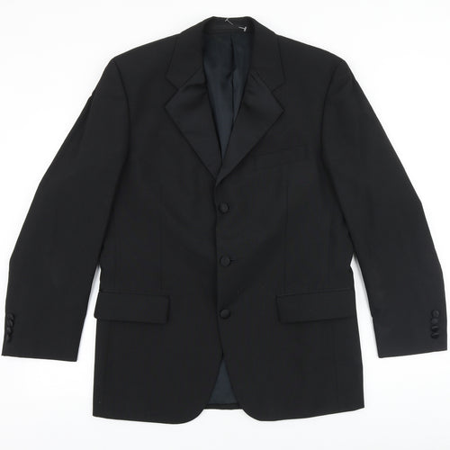 youngs Mens Black Cotton Tuxedo Suit Jacket Size 38 Regular