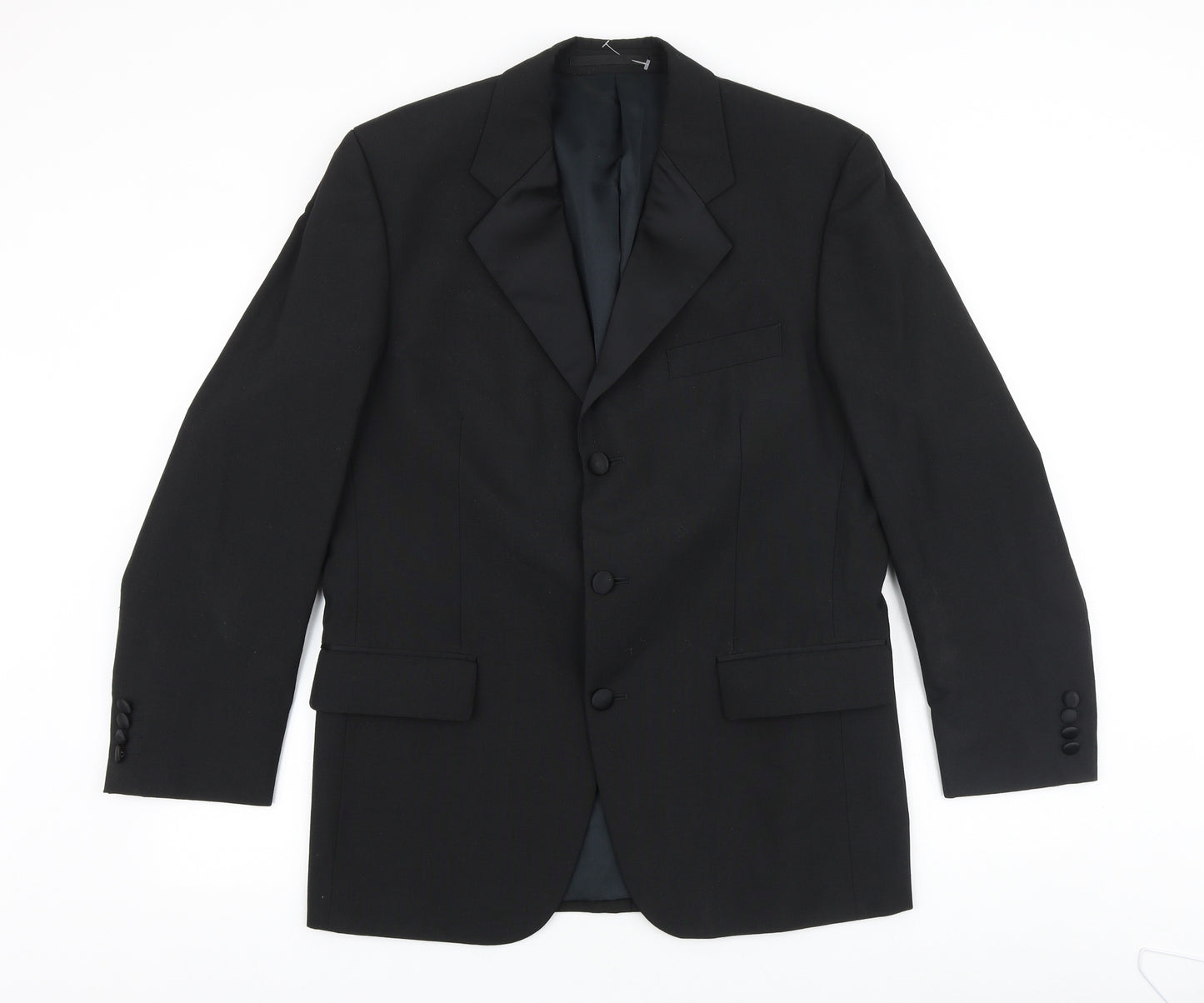 youngs Mens Black Cotton Tuxedo Suit Jacket Size 38 Regular