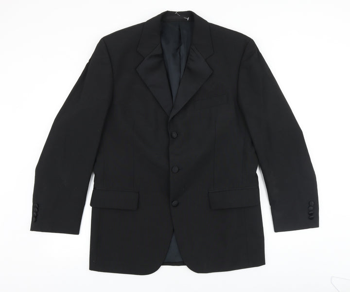 youngs Mens Black Cotton Tuxedo Suit Jacket Size 38 Regular
