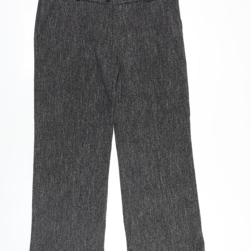 Lina Paris Womens Grey Geometric Viscose Trousers Size 36 in Regular Zip
