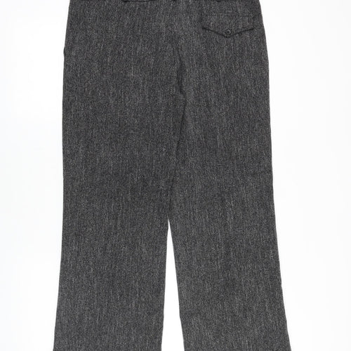 Lina Paris Womens Grey Geometric Viscose Trousers Size 36 in Regular Zip