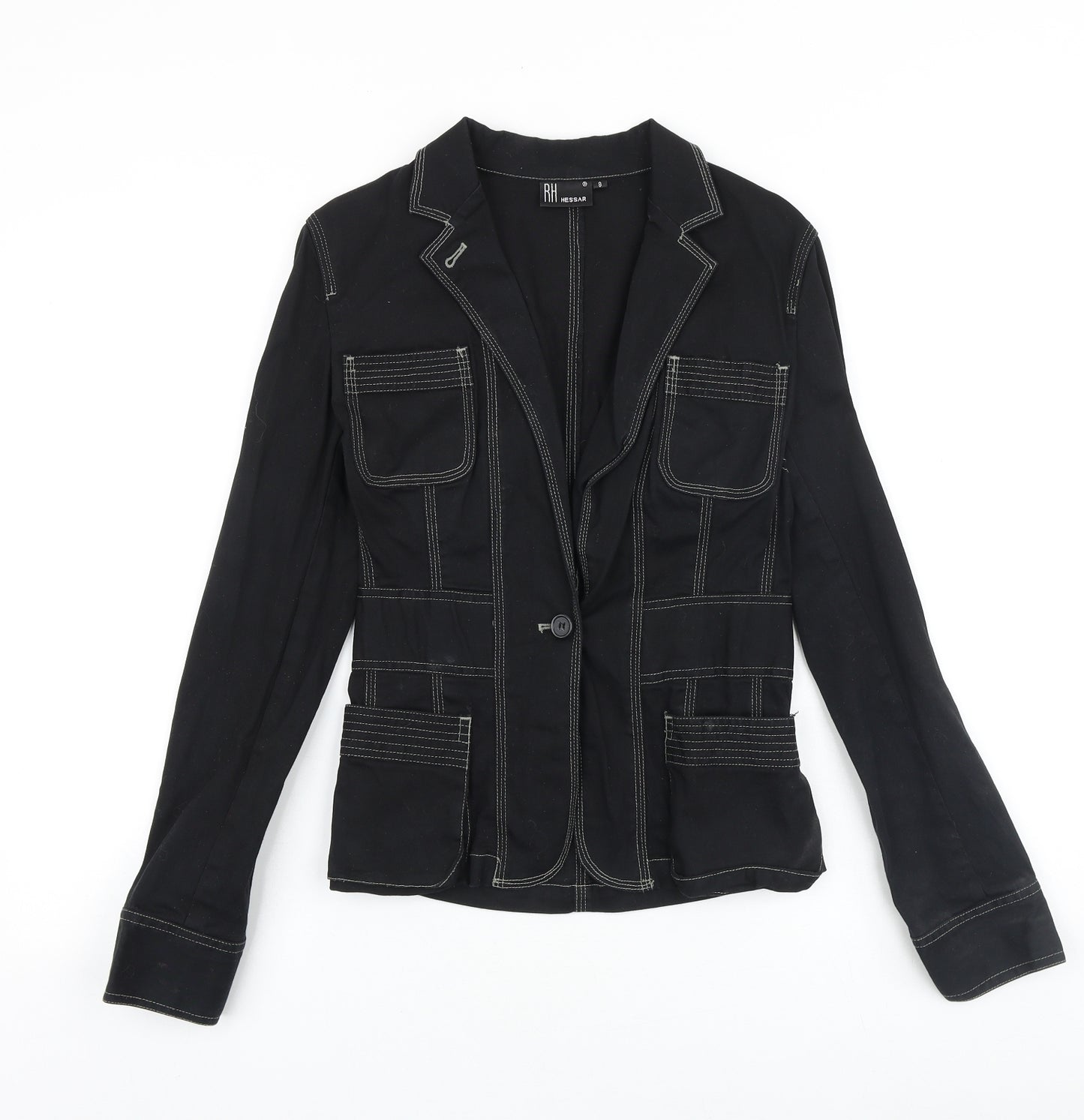 RH Hessar Womens Black Jacket Size 8 Button