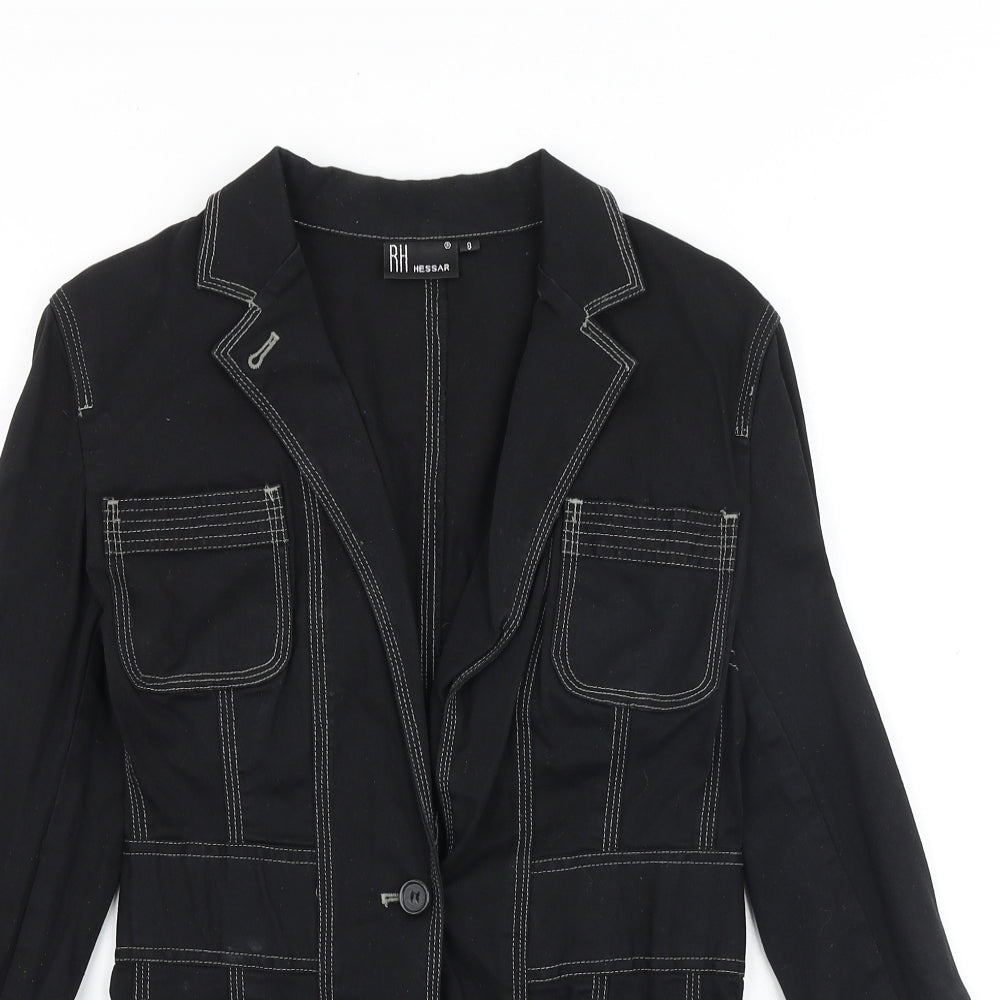 RH Hessar Womens Black Jacket Size 8 Button