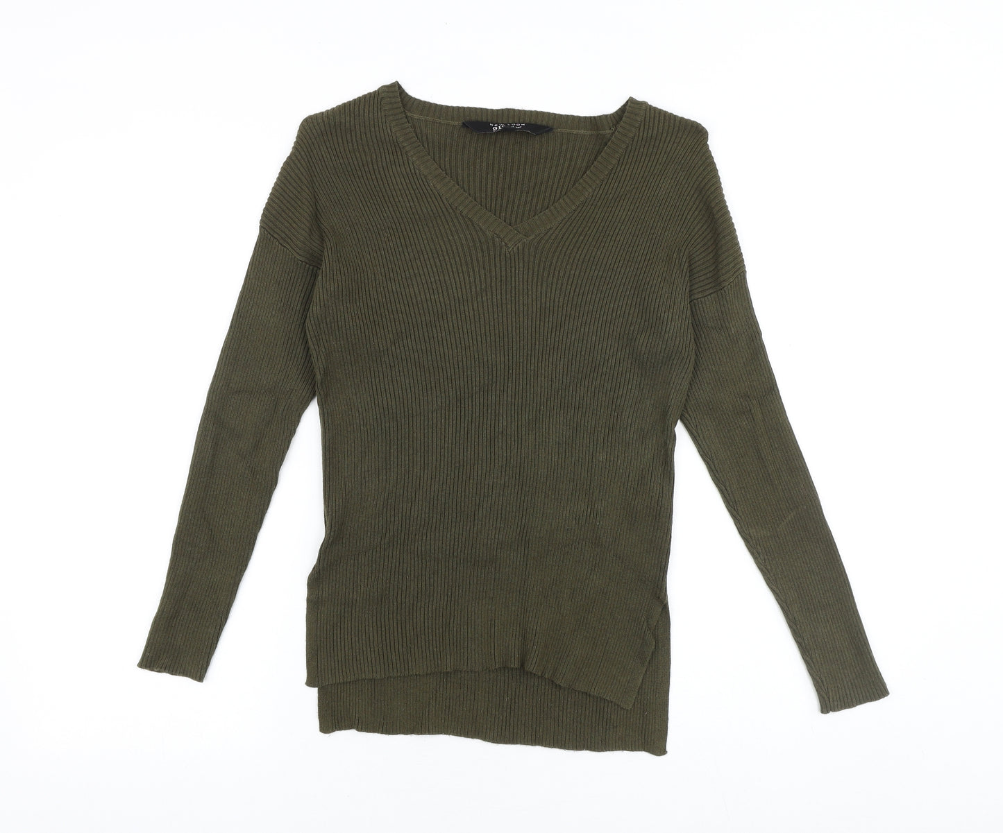New Look Girls Green V-Neck Viscose Pullover Jumper Size 12-13 Years Pullover
