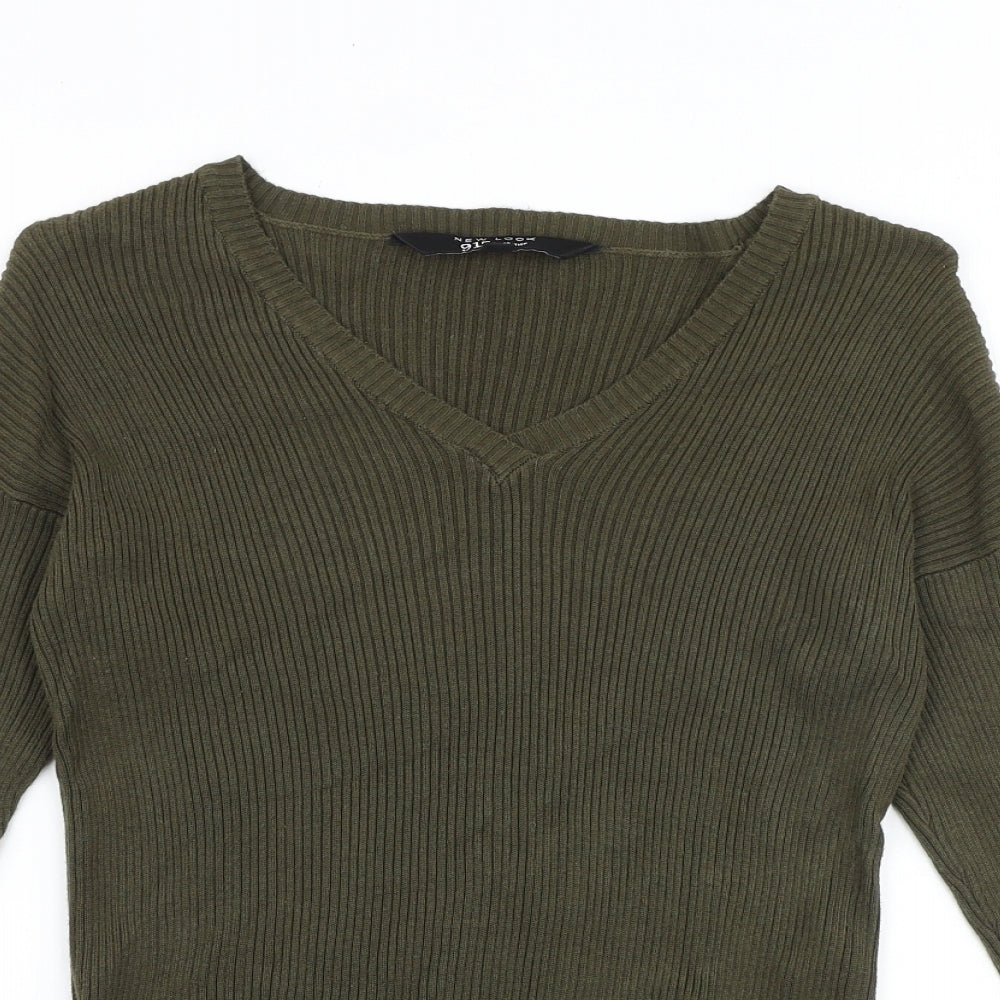 New Look Girls Green V-Neck Viscose Pullover Jumper Size 12-13 Years Pullover