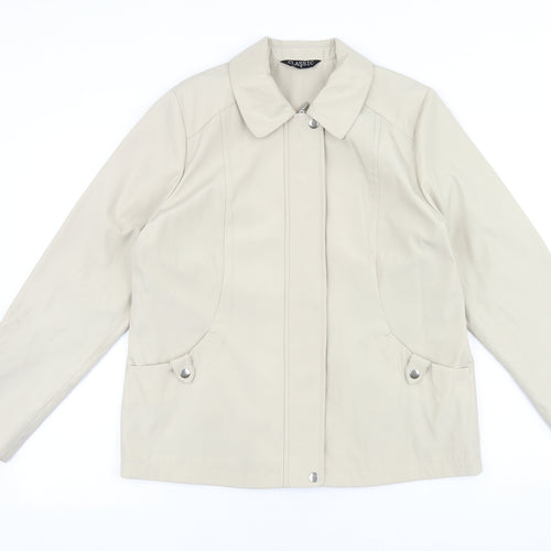 Classic Womens Beige Jacket Size S Zip