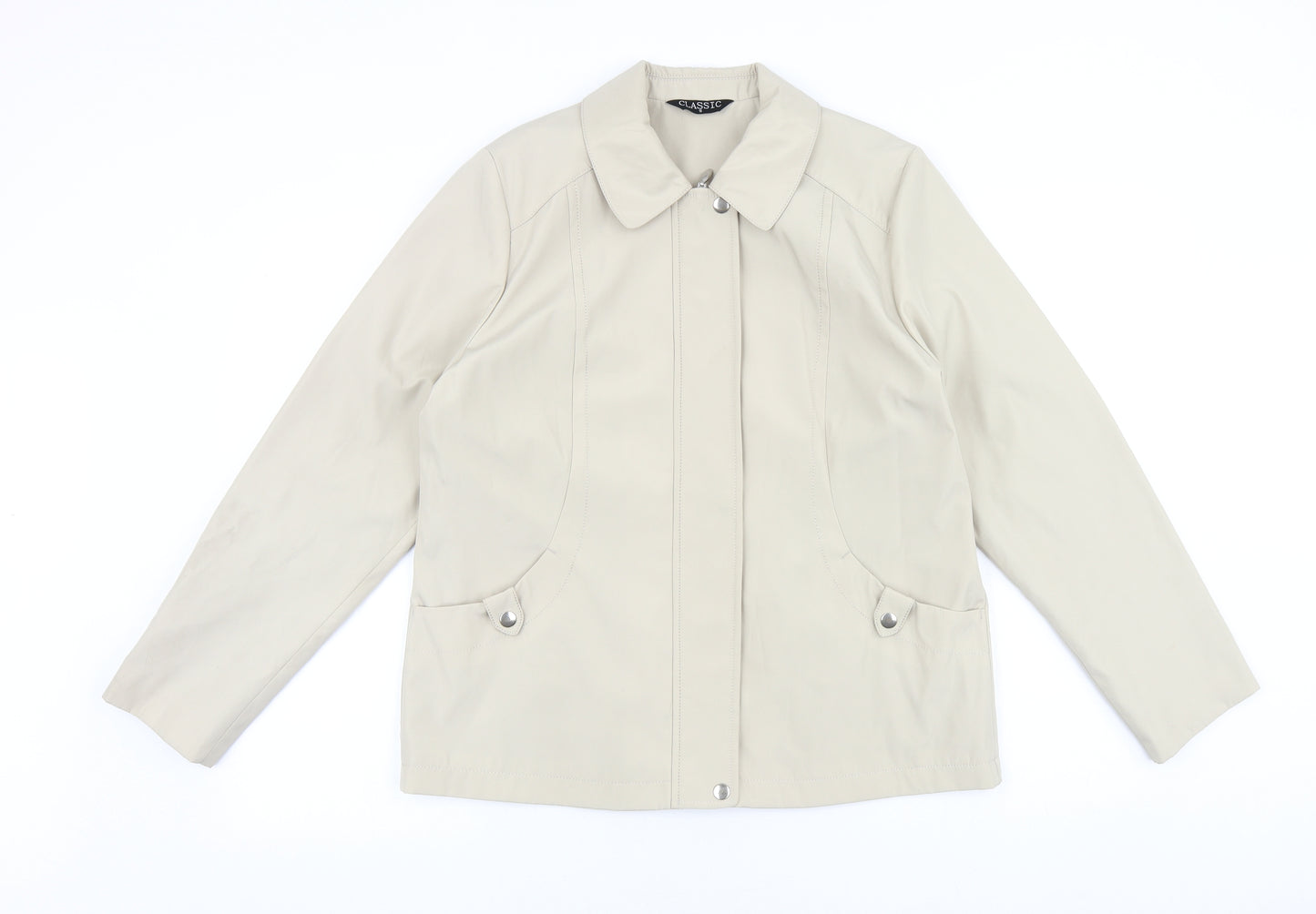 Classic Womens Beige Jacket Size S Zip