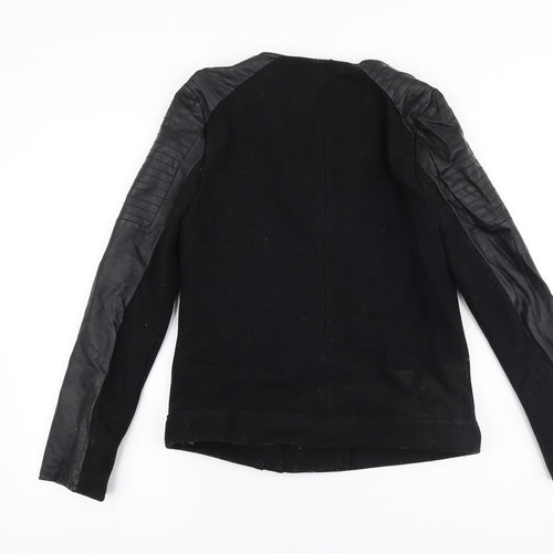 Marks and Spencer Womens Black Biker Jacket Size 8 Zip