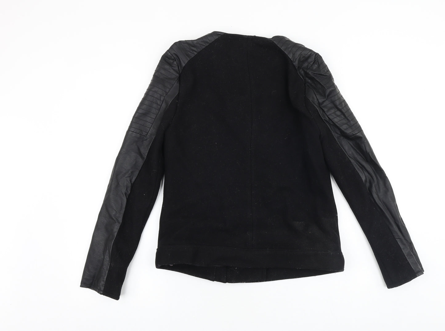 Marks and Spencer Womens Black Biker Jacket Size 8 Zip