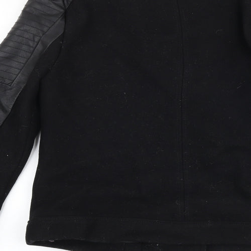 Marks and Spencer Womens Black Biker Jacket Size 8 Zip