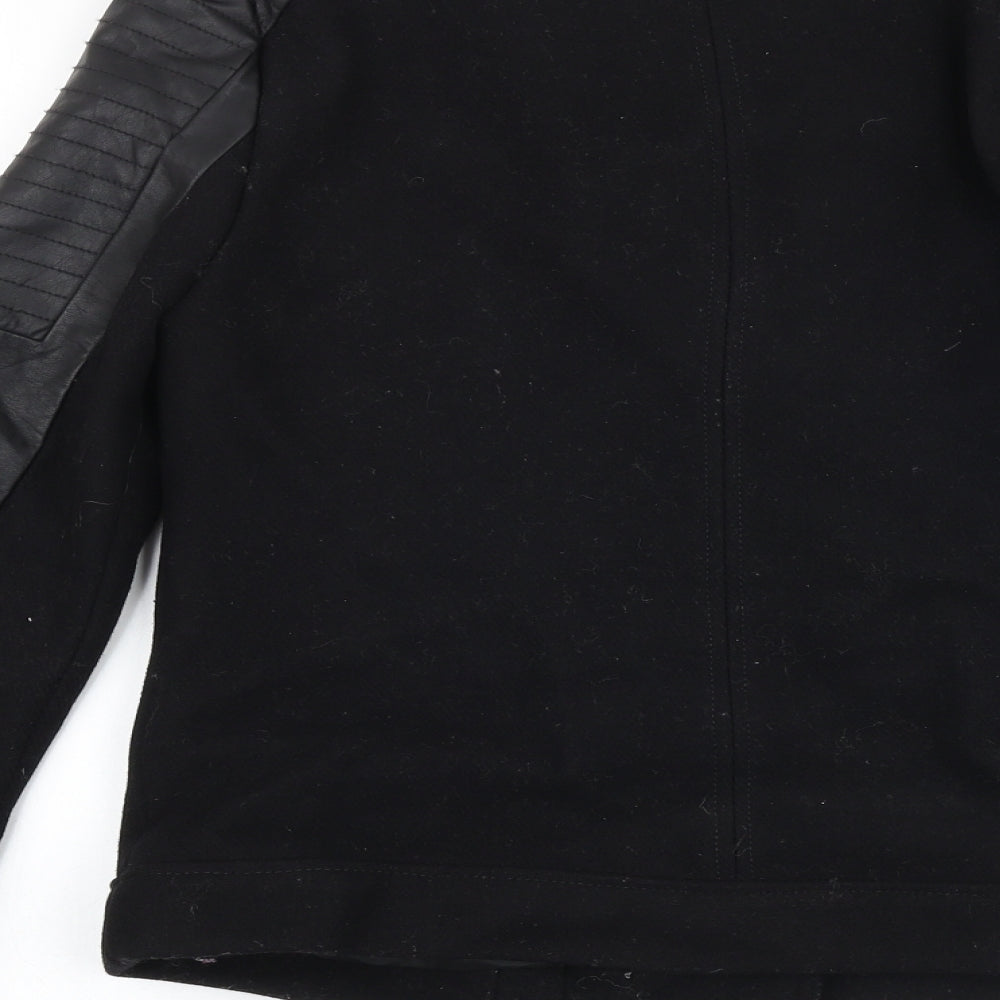 Marks and Spencer Womens Black Biker Jacket Size 8 Zip