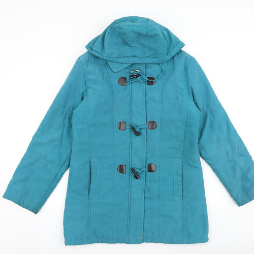 Preworn Womens Blue Overcoat Coat Size 10 Hook & Loop