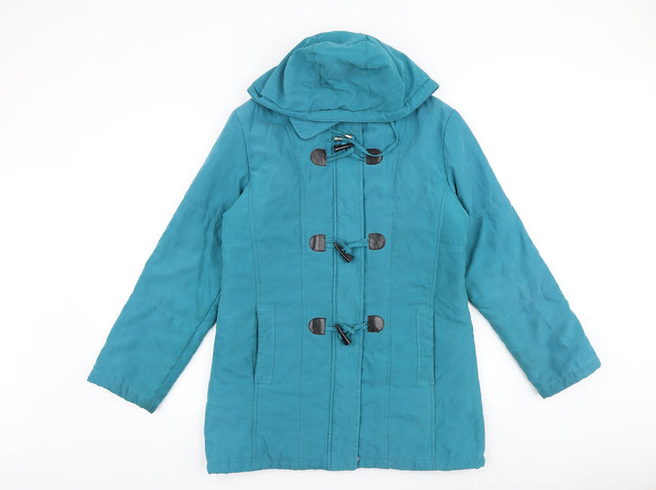 Preworn Womens Blue Overcoat Coat Size 10 Hook & Loop